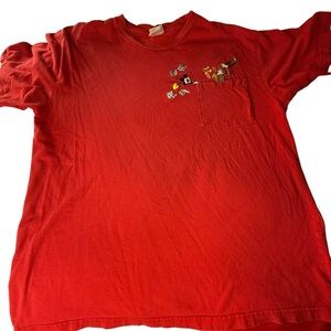 Mickey Mouse & Goofy - “Making Music” Red Shirt - Pocket‎ -XL- The Disney Store